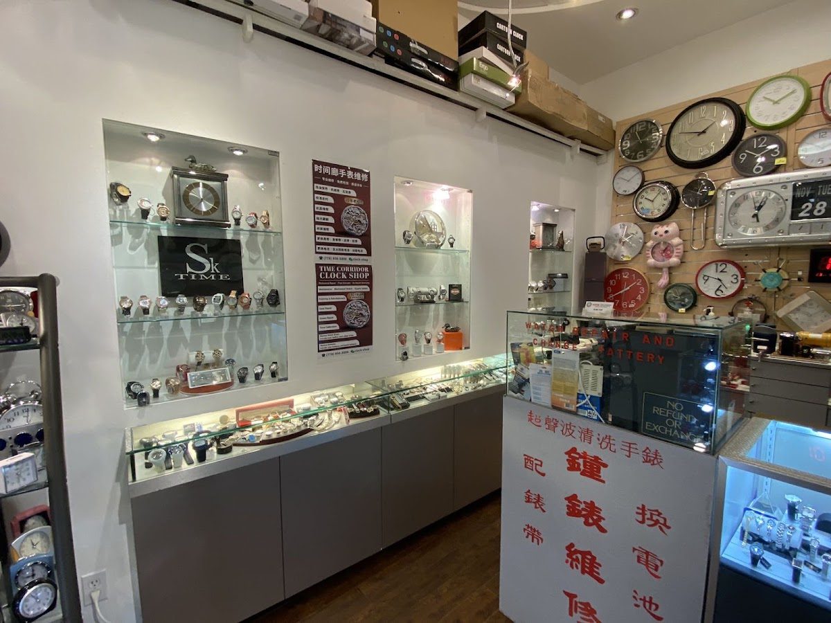 Clock and watch repair workbench at Time Corridor Clock Shop in Richmond